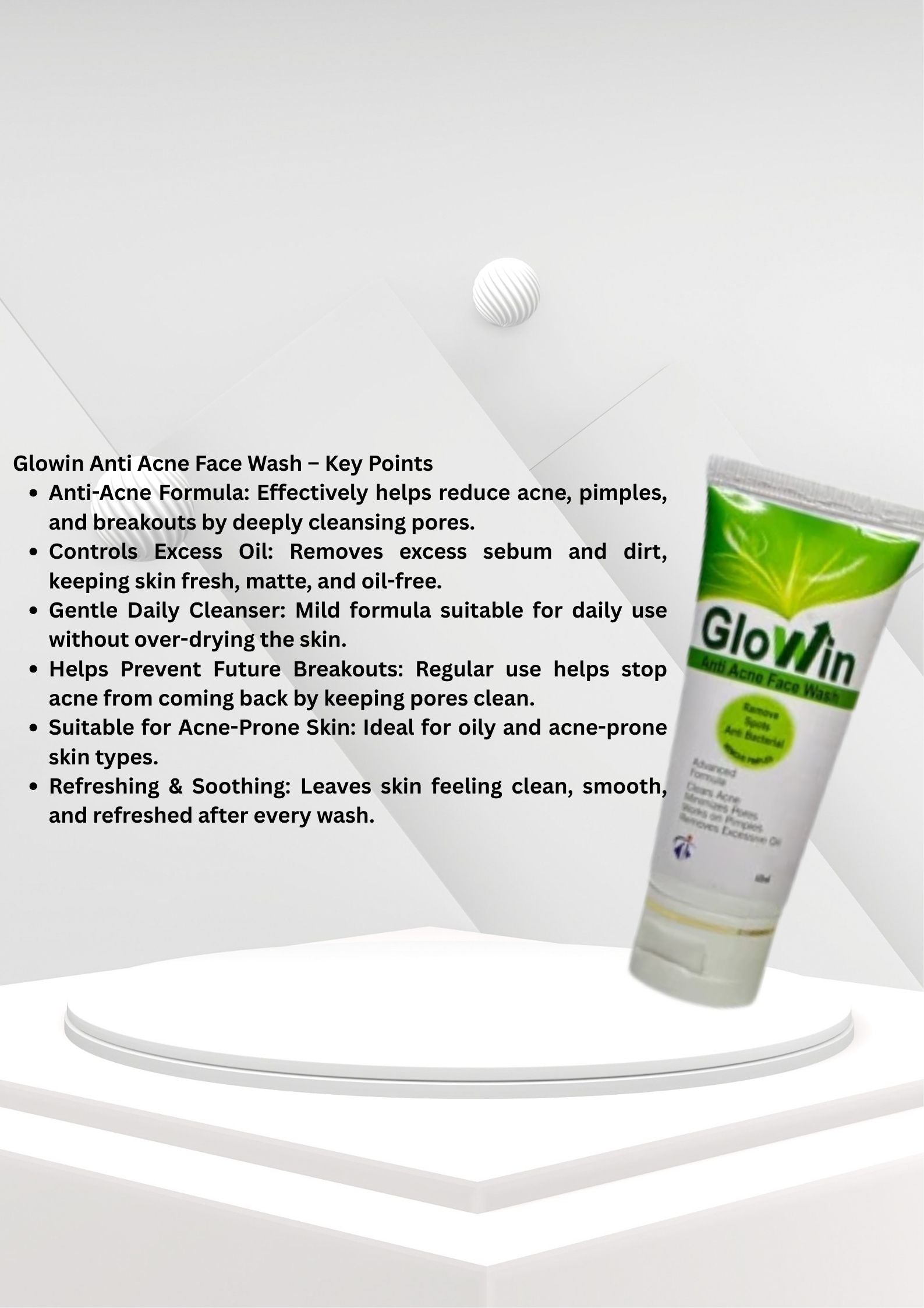 Glowin Anti Acne Face Wash – Deep Cleansing Formula for Clear, Oil-Free Skin