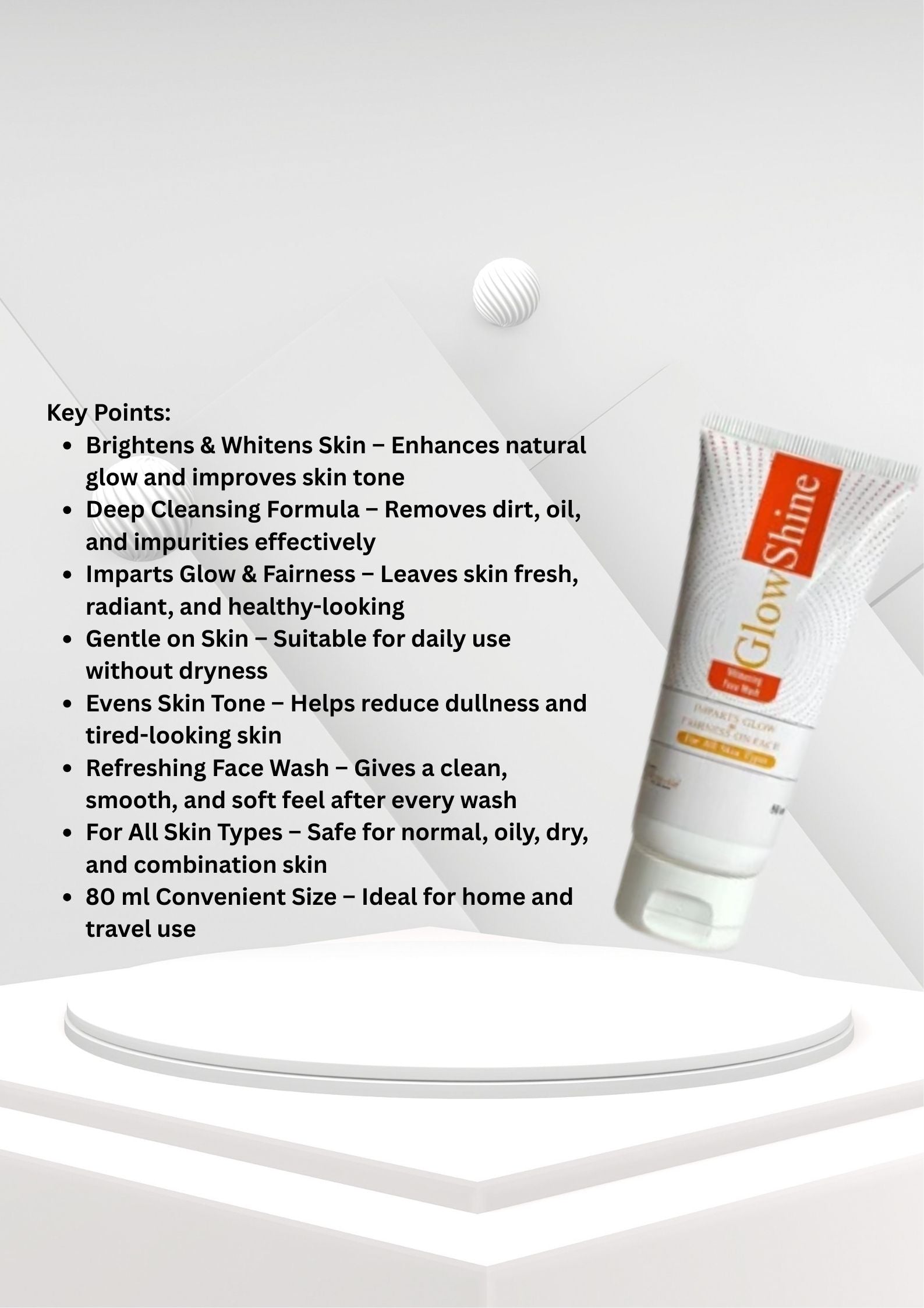 Glow Shine Fairness Face Wash – Deep Cleansing Formula for Bright & Radiant Skin