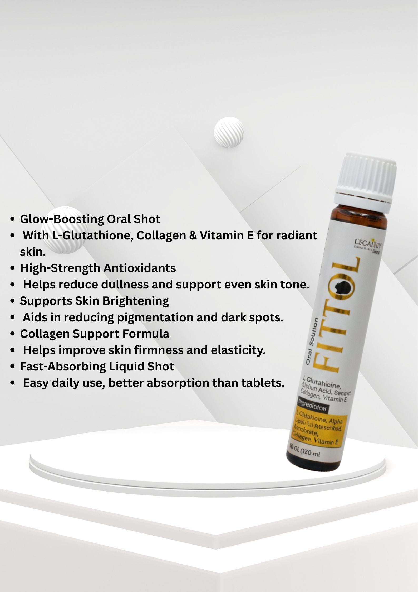 FITOL Oral Solution – Beauty Glow Shots | Glutathione, Collagen & Vitamin E Skin